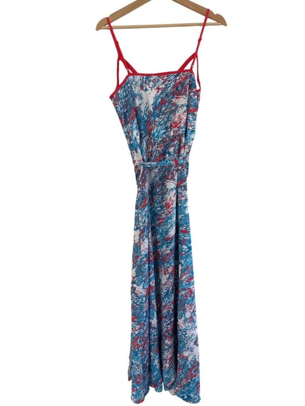 Bar III Womens Wrap Maxi Dress Size L Multicolor Polyester Lining Adjustable Str - Picture 4 of 4
